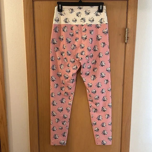 Beach Riot Sport Women’s Ayla Floral Ribbed Leggings Pink Cream Size XL
